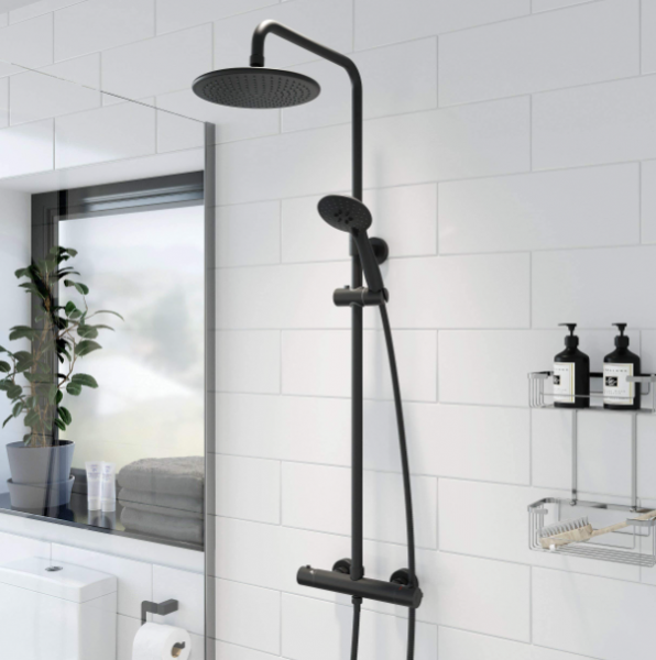 Black Round Thermostatic Rainhead Drencher Shower